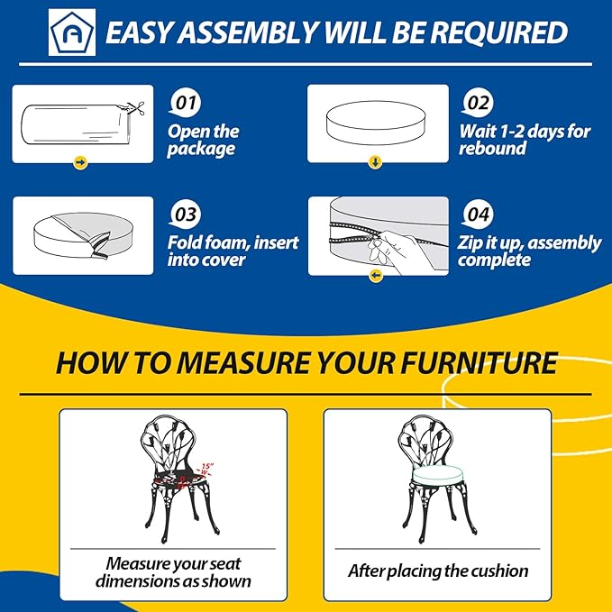 AAAAAcessories Outdoor Seat Cushions for Chairs, Waterproof, Fade-Resistant Patio Furniture Replacement Cushions, 15" x 15" x 2", Set of 2, Gray Cabana Stripe