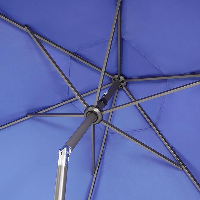 CROWN SHADES 9 Ft Patio Umbrella - Polyester Outdoor Umbrella with 30° Push Button Tilt, Patented Edge Connection Windproof Design for Patio, Pool, Garden & Table, UV Resistent