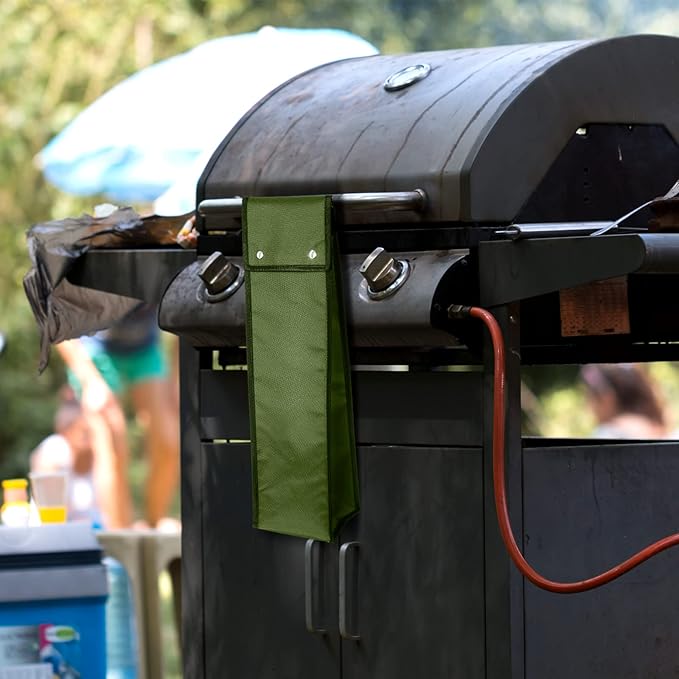 Grill Utensil Storage Bag BBQ Tool Storage Bags Barbecue Hardware Tool BBQ Utensil Holder Pouch Oxford Cloth Accessory Foldable for Camping Hiking(1 Pcs,Army Green)