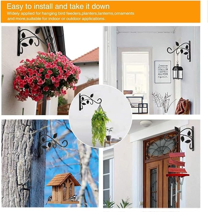 Hanging Plant Bracket, 12 Inch Wall Mount Hanger, Rust-Resistant Metal Plant Hanger for Flowers, Bird Feeders, Lanterns, Wind Chimes