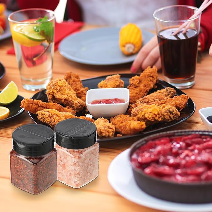 30 Pack Plastic Spice Jars with Shaker Lids Clear Seasoning Containers Spice Bottles for Kitchen Storing Spice Herbs Seasoning Powders(Square,6.1 oz)