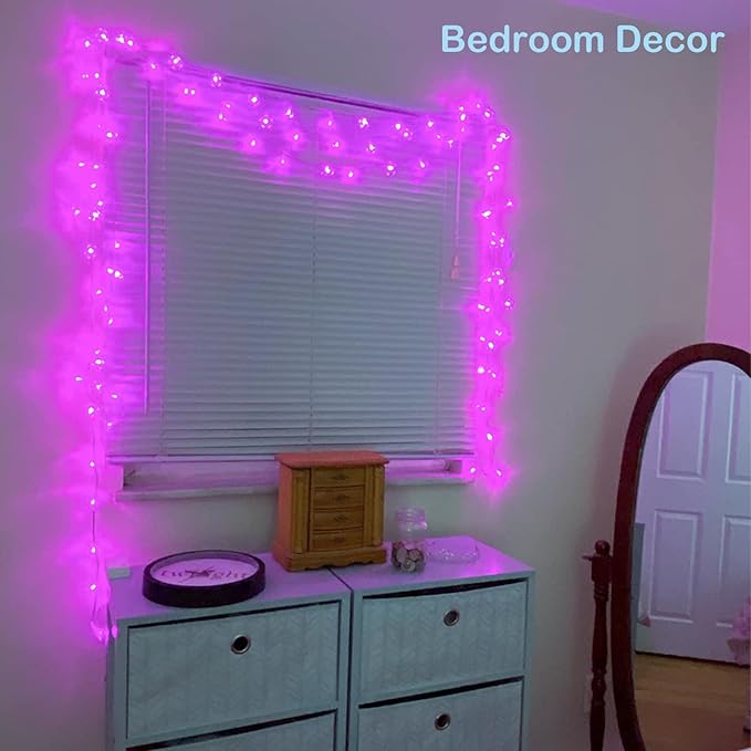 Fairy Flower String Lights, USB & Battery Lighted Decorative Cute Cherry Blossom Indoor Bedroom Window Hanging, Novelty Floral Lamp for Christmas Easter Wedding Party Birthday Décor (Pink)