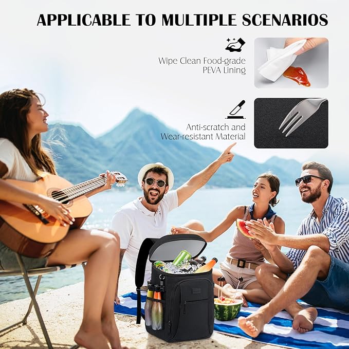 Tuwubi Cooler Backpack 35/42 Cans, Backpack Coolers Insulated Leak Proof for Men Women, Waterproof Soft Sided Lunch Camping Beach Travel Ice Chest Backpack Cooler Bag