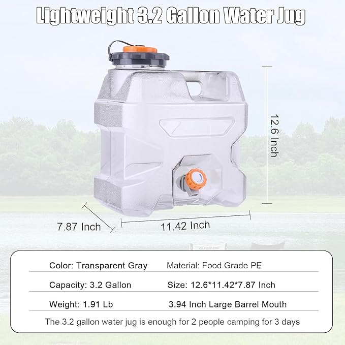 3.2 Gallon Water Jug with Spigot, Portable Water Tank BPA Free, Leak-Proof Water Containers for Camping Water Storage Containers for Emergency Outdoor Hiking Picnic, Green/Black/Yellow