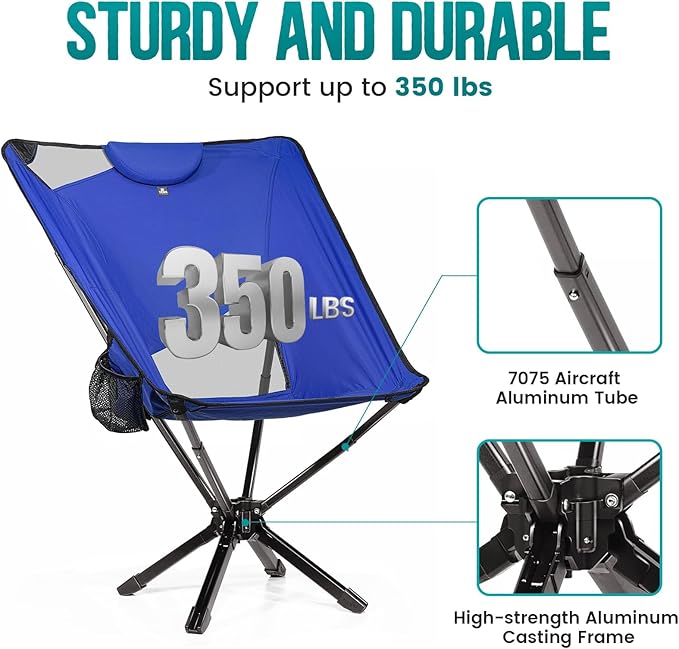 Portable High Back Camping Chair with Adjustable Height, Small Compact Outdoor Folding Chair for Adults Travel, Riselite Collapsible Lightweight Packable Camp Chairs, Easy Carry and Quick Setup