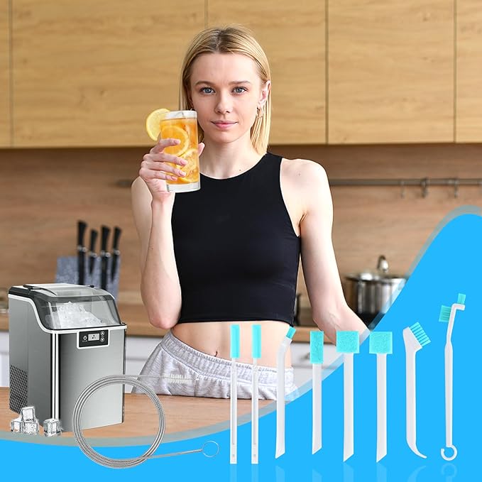 XANGNIER Ice Machine Cleaner Brush Kits,Countertop Ice Maker Cleaning Tools Accessories-2 Pcs Extra Long Pipe Drain Cleaners Brush and 8 Pcs Small Crevice Cleaning Brush for Tight Spaces