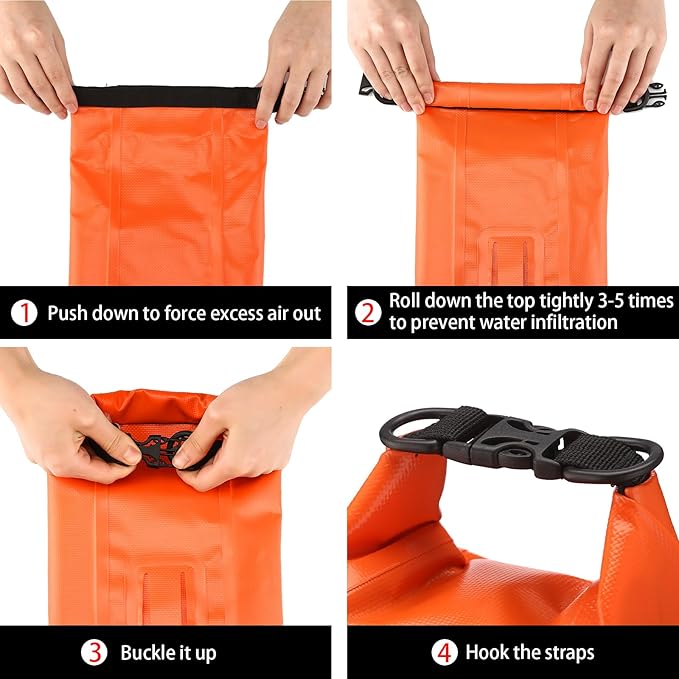 Waterproof First Aid Kit Roll Top Boat Emergency Kit with Waterproof Contents for Fishing Kayaking Boating Swimming Camping Rafting Beach Orange