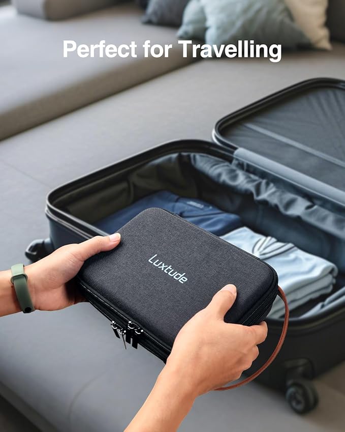 Luxtude Electronics Organizer Travel Case,Double Layer Tech Organizers Travel Case, Hard Charger Organizers, Portable Cable Organizer, Travel Essentials for Charger/Mouse/Cash, Tech Gifts