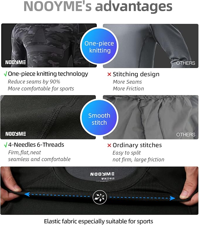 NOOYME Thermal Underwear Long Johns for Men - Long Underwear Base Layer for Cold Weather