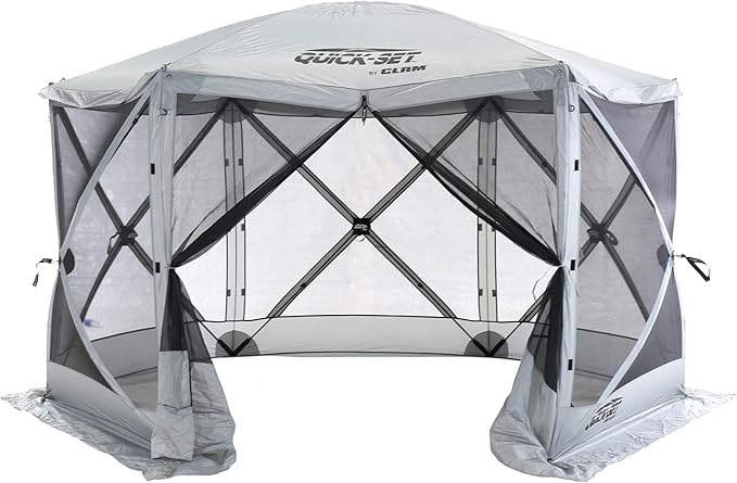 CLAM Pop Up Screen Tent, Outdoor Camping Gazebo Canopy, Escape, 11.5', Gray