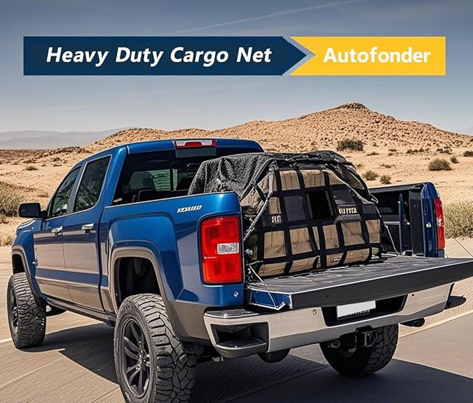 Cargo Net for Pickup Truck Bed Adjustable 42"x50" Truck Bed Cargo Netting with S-Hook Fittings 2” Wide Heavy Duty Small Trunk Net Automotive Carrier for SUV Car Trailer
