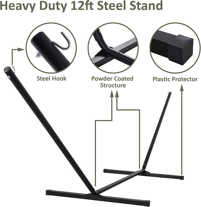 SUNCREAT Double Hammock, Extra Large Quilted Fabric Swing with Hardwood Spreader Bars & Detachable Pillow, Heavy Duty, Perfect for Indoor/Outdoor Patio, Deck, Yard, Blue&Aqua