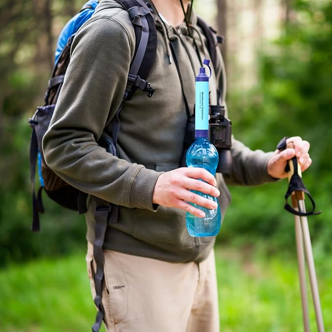 Membrane Solutions Straw Water Filter S1, NSF/ANSI 42&372&401 certificated, Survival Filtration Portable Gear, Emergency Preparedness, Supply for Drinking Hiking Camping Team Family Outing