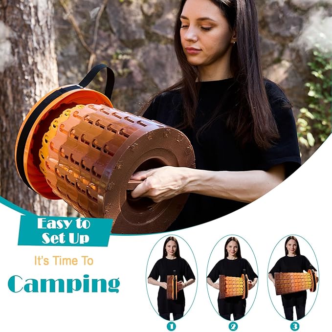 19.7” Heavy Duty Collapsible Stool with Cushion - Portable, Foldable Camping Stool for Adults, Max Capacity 1000lbs