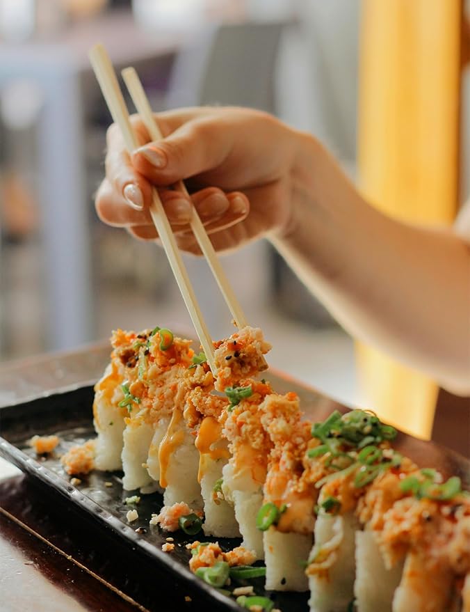 Disposable Chopsticks, 50 Sets - UV Treated Premium Bamboo, Individually Wrapped for Sushi, Chinese, Japanese, and Asian Food