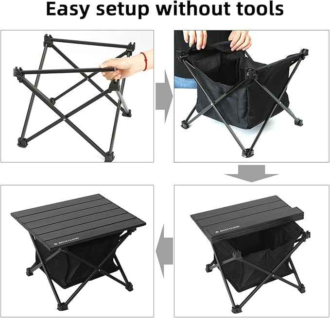 ROCK CLOUD Upgraded Portable Camping Table Ultralight Aluminum Camp Table Folding Beach Table with Storage Bag for Camping Hiking Backpacking Outdoor Picnic