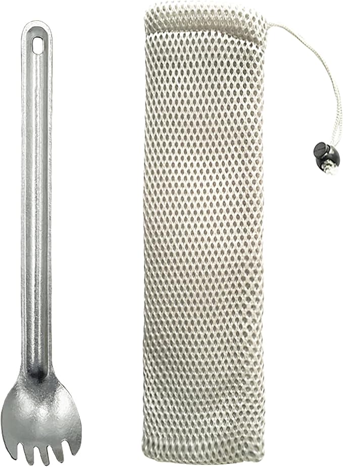 Titanium Long Handel Spork and Spoon, Camping Spork and Spoon, Soup Spoon, Eco-Friendly Coffee Spoon, Portable Travel Camping Utensils