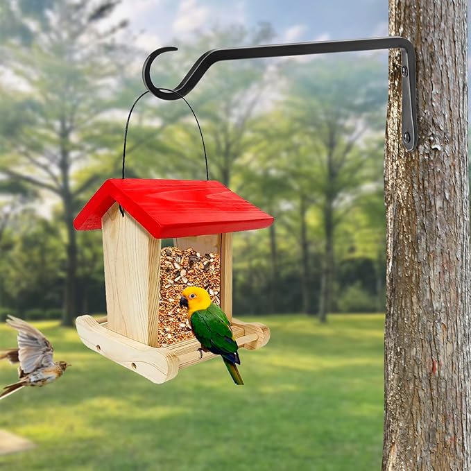 10 inch Plant Hanger, Sturdy Hanging Plant Bracket Outdoor, Hanging Plant Wall Hook Heavy Duty, for Hanging Bird Feeders, Planters, Lanterns, Wind Chimes, Indoor/Outdoor Use, Black, Set of 2