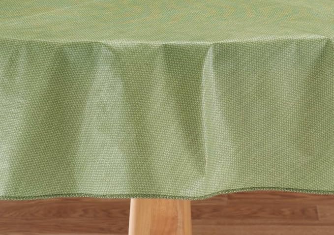 LAMINET Stitched Edge Drop Tablecloth - Basketweave (Green) - Oblong - Fits Tables up to 60 x 90