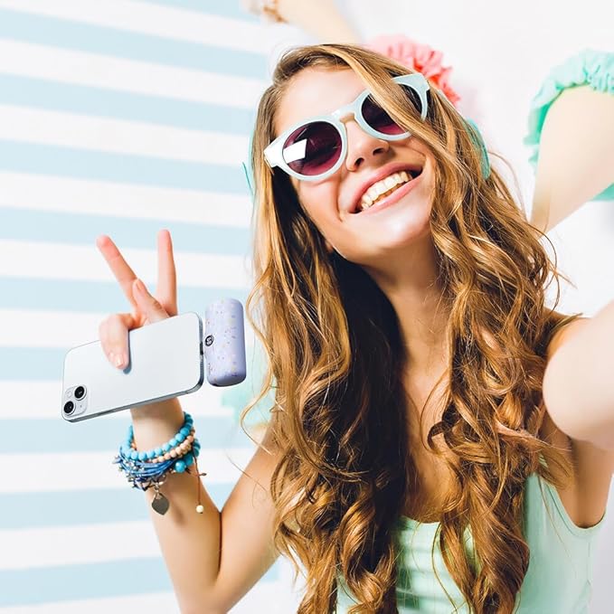 iWALK USB-C Portable Charger with Colorful Pattern, 20W PD Fast Charging 4800mAh Small Power Bank with LED Display, Compatible with iPhone 16/15, 16/15 Plus, 16/15 Pro Max, iPad, Airpods, Purple