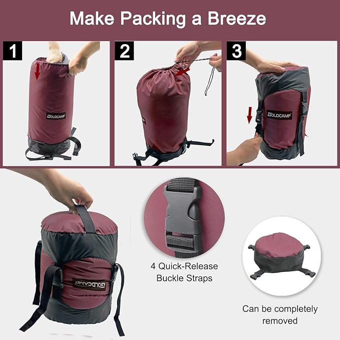 Outdoor Storage Stuff Sacks, Camping Gear Organizer (RED, XL)