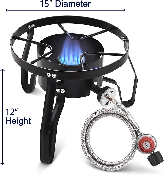 ARC 55,000BTU Propane Burner Camping Stove,Outdoor Gas Stove Burner Cooker for Cooking for Turkey Fry,Homebrewing,Crawfish Boil,and More!