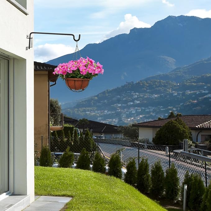 16"Swivel Plant Hanger - 360° Outdoor Hanging Brackets with 12-Directional Adjustable Hook, Rust Resistant Solid Steel Wall Mount for Bird Feeders, Indoor/Outdoor Plants, Garden & Patio