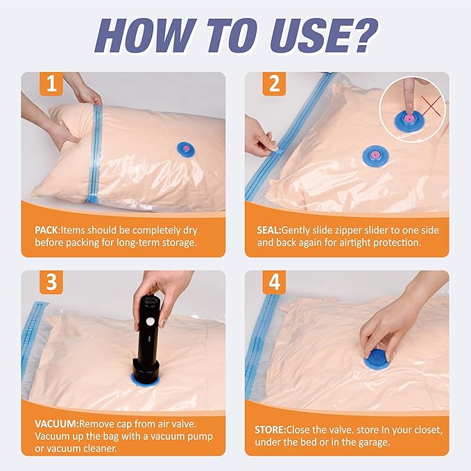 Travel Vacuum Storage Bags with Electric Pump, 10 Combo Travel Packing Bags for Luggage and Suitcase, Carry-on Size Compression Space Saver for Clothes and Clothing