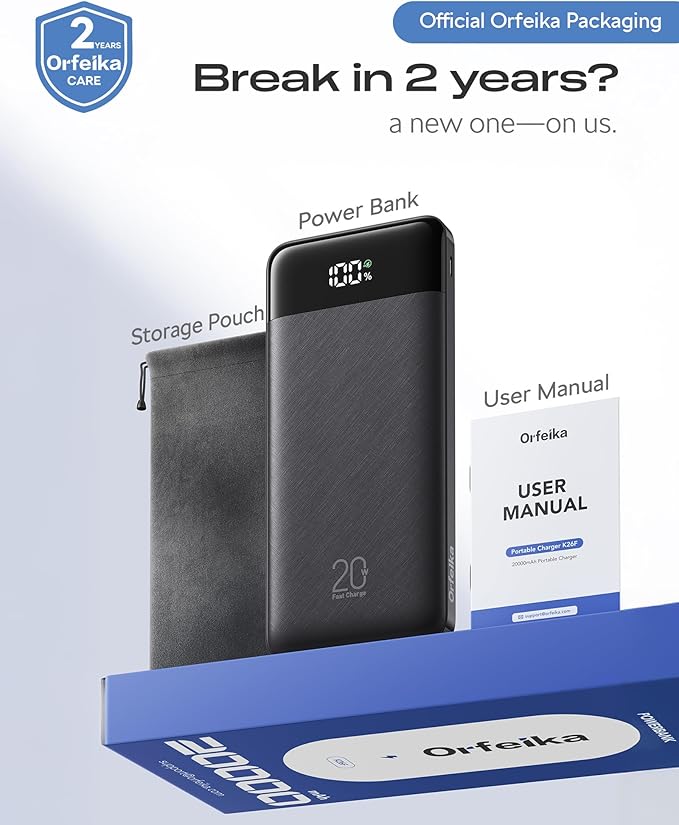 20000mAh Power Bank Fast Charging, Portable Charger with 4 Built-in Cables & 6 Outputs, 20W PD USB C Battery Pack Compatible with iPhone 16/15, Galaxy, Android, iPad & More (Travel Essential)