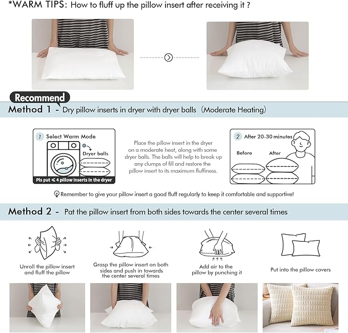 MIULEE Pack of 2 18x18 Inch Outdoor Pillow Inserts Waterproof Decorative Throw Pillow Insert, Square Lumbar Garden Pillow Form for Patio Sofa Couch