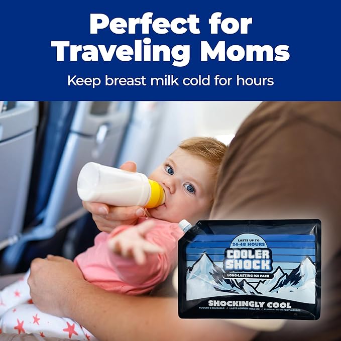 Cooler Shock Reusable Ice Packs for Cooler - Long Lasting Cold Freezer Packs for Coolers and Lunch Boxes - Cooler Ice Packs for Camping Gear, Fishing, Road Trips, Beach Must Haves