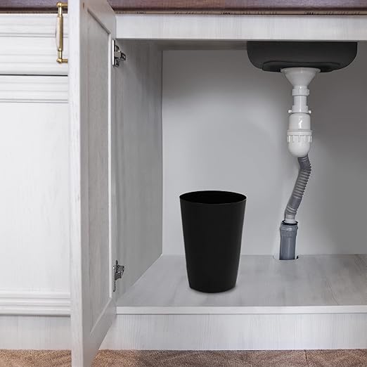 HOLDN’ STORAGE Small Trash Can - Set of 2 Open Top Waste Bin of 1.58 Gallon, Compact Waste Can Perfect for Bathroom, Kitchen, Office, Dorm - Durable Garbage Can - Glossy Black