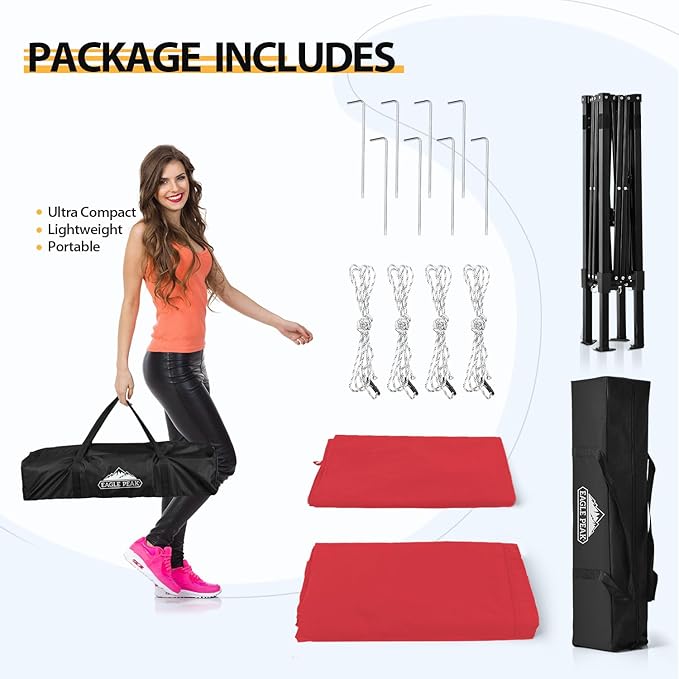 EAGLE PEAK EAGLE PEAK Flex Ultra Compact Pop-up Canopy, Sun Shelter, Changing Room, Portable Privacy Canopy Cabana, 4x4ft Canopy Tent, for Pool, Fashion Photoshoots, or Camping, Red