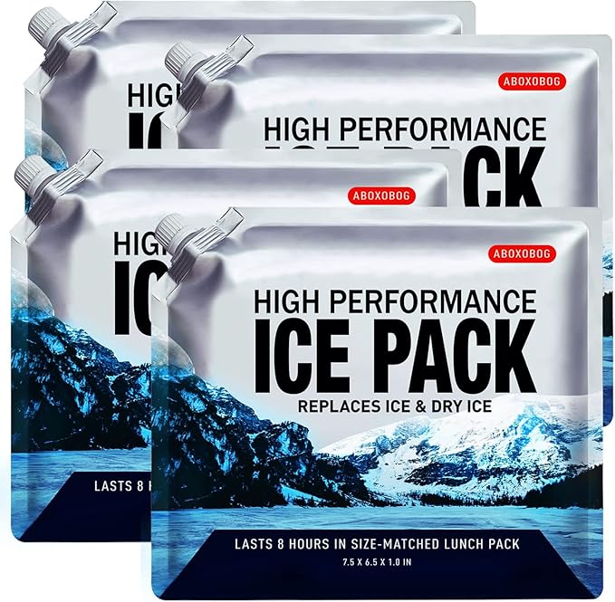 Reusable Ice Packs for Coolers Long Lasting Gel Freezer Packs for Cooler Bag Backpacks, Lunch Box, Cooler Bag, Keeps Food Cold Fresh (Small Set of 4)