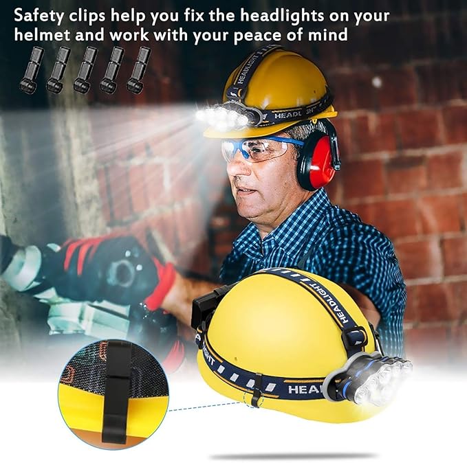 Rechargeable Headlamp, 8 LED Headlamp Flashlight 18000 Lumen 8 Modes with White Red Lights USB Cable, Waterproof Head Lamp for Outdoor Camping Cycling Running Fishing