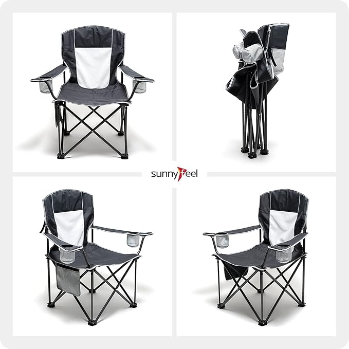 UNNYFEEL Oversized Folding Camping Chair 500 LBS Heavy Duty Lawn Chairs with Portable Folding with Armrest, Cup Holder, Pocket &Bag for Outdoor Camping/Beach/Travel/Picnic/Fishing