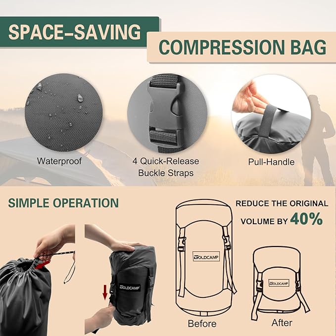 Outdoor Storage Stuff Sacks, Camping Gear Organizer (Black, L)