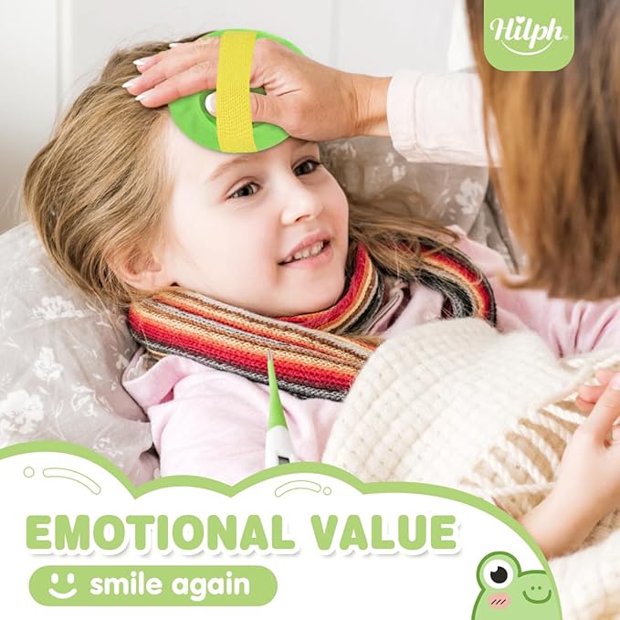 Hilph Kids Ice Packs for Boo Boos, Reuable Kids Hot Cold Packs with Cover and Handheld Straps for Pain Relief, Toddler Animal Ice Packs for Kids Bumps, Swelling, Wisdom Teeth (3 Frogs)