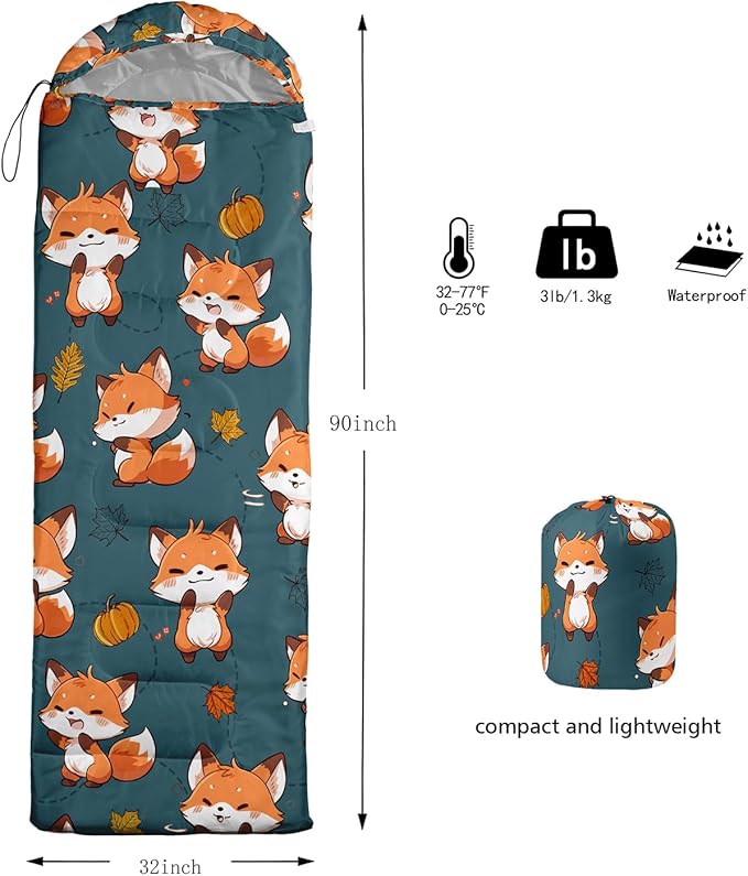 HOSIMA Dear Hunting Pattern Cold Weather Sleeping Bags for Adults,Black Light Weight Sleeping Bags for Kids Adults,WaterProof Sleeping Bags for Outdoors Hiking.