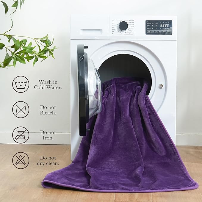 SOCHOW Waterproof Blanket for Bed Sofa Couch, Water Resistant Blanket Washable 60"x80", Reversible Leakproof Bed Cover for Adults Elderly Pets, Deep Purple & Light Purple