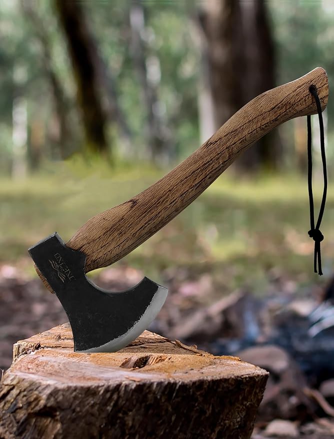 The Frostbreaker - Camping Hatchet - Forged Steel Axe with Leather Sheath - Survival Axe for Wood Splitting and Chopping - Bushcraft Hatchet - Perfect for Outdoor Adventures