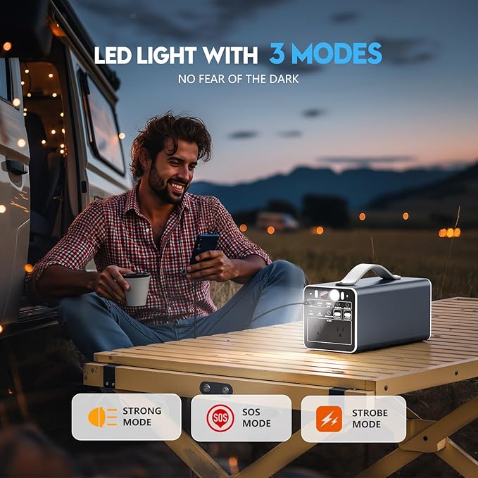 300W Portable Power Station, 299.7Wh Power Bank with AC Outlet, Dual Way 65W PD/USB-C Port, Laptop Charger Battery Pack Power Supply, Solar Generator for Camping Home Emergency