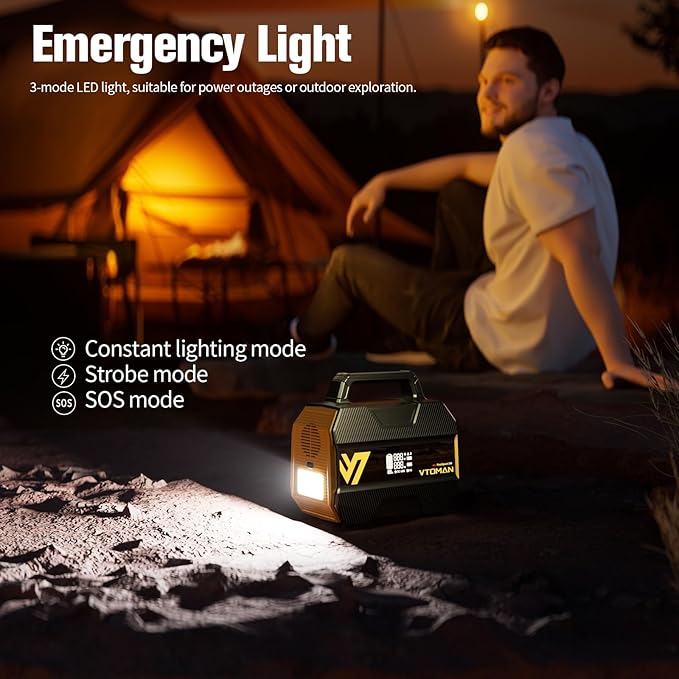 VTOMAN FlashSpeed 300 Portable Power Station with 200W Solar Panel, 300W/230Wh LiFePO4 Battery Solar Generator, PD 100W Type-C, 3000 Cycles, 6 Outlets for Camping, Home Backup, Off-grid