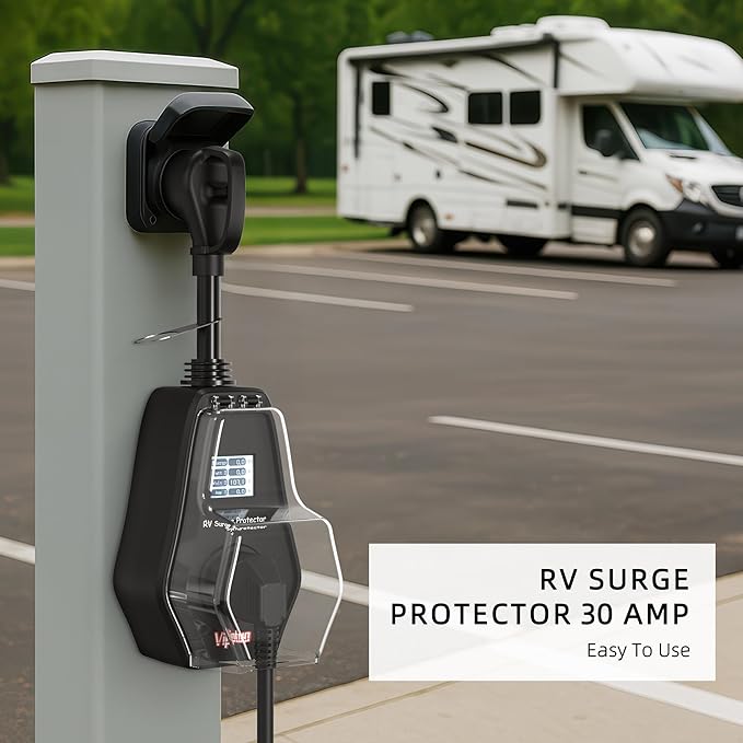 RV Surge Protector 30 Amp with 1.77'' Smart LED Display, Replaceable Module Design, 10000 Joules Circuit Analyzer for Camper & Trailer Power Plug, Waterproof with Oversized Cover (DD232)