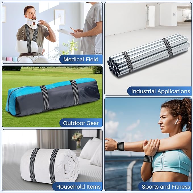 Comfytemp Ice Pack Strap, Stretchable, Reusable, 27.6 x 2 in, 2pcs, Ice Belt Extender Straps, Elastic Hook and Loop Extension Straps Add Length to Most Ice Packs, Multiple Uses