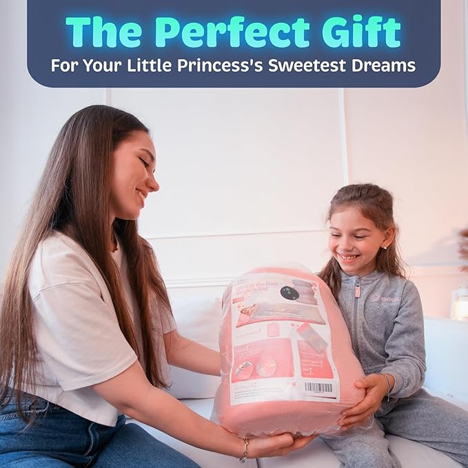 Kids Sleeping Bag for Boys & Girls - Glow in The Dark for Ages 3+, Large With Pillow Pocket, Extra Soft Toddler Blanket (66" x 33")