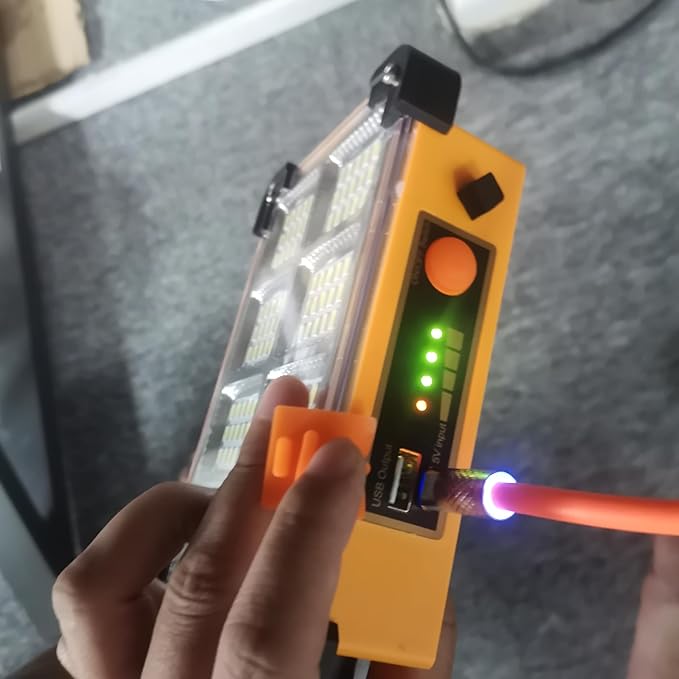 120W LED Solar Work Light, 144 LED 10000LM Portable Flood Light with Stand, 4 Modes Rechargeable, IP65 Waterproof Outdoor Working Light for Camping, Fishing, Car Repair & Mechanics (1)