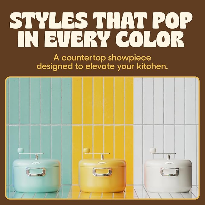 Popsmith Starter Bundle in Butter - 6 Quart Stovetop Popcorn Machine with 5 Movie Theater Popcorn & 5 Kettle Corn Popcorn Kits - Stainless Steel Popcorn Maker Compatible with All Stovetops