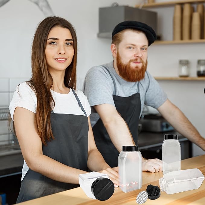 30 Pack 16 oz Plastic Spice Jars with Cap Clear Empty Square Plastic Bottle Containers with Lids Large Empty Powder Storage Container for Storing Spice Seasoning Powders