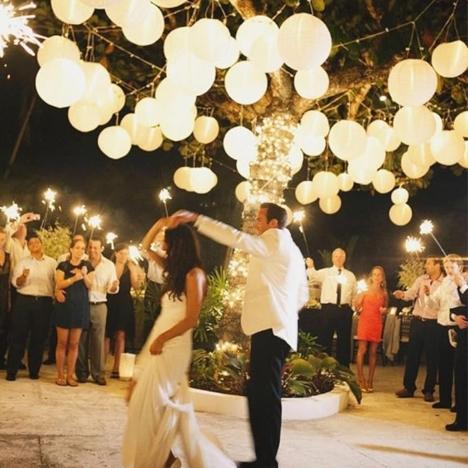 2PCS 20Inch Paper Lantern Lights, White Round Rice Paper Lamp Shades, Chinese/Japanese Paper Lantern Pendant Light for Party Decoration, Wedding, Home Decor